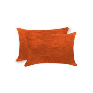 Natural Home Decor Torino Cowhide Pillow | 2-Piece | Orange | 12"x20"